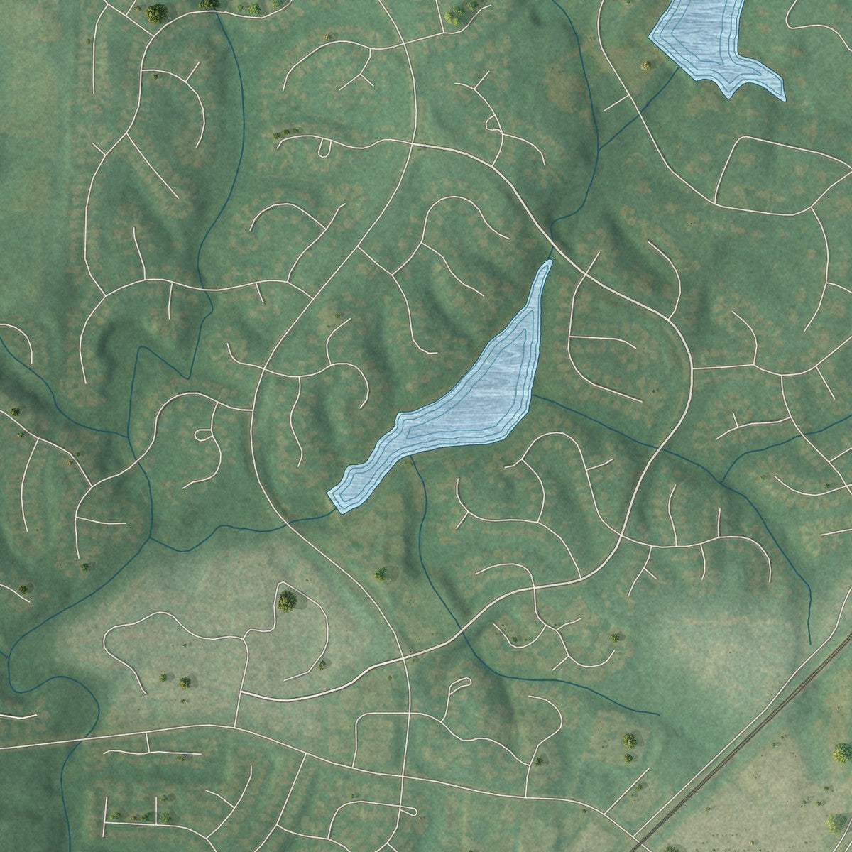 Second close-up of the map of Jamestown, North Carolina print showing more streets and buildings