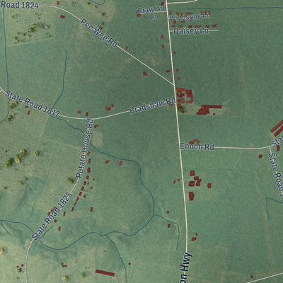 Close-up of the map of Keener, North Carolina print showing street and building detail