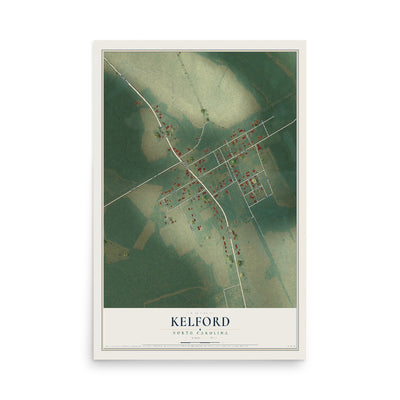 Map of Kelford, North Carolina, 12 x 18 inch unframed archival matte print