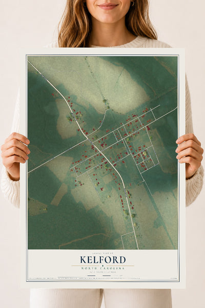 Map of Kelford, North Carolina, 18 x 24 inch unframed archival matte print