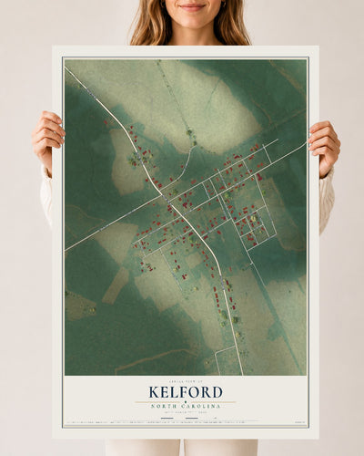 Map of Kelford, North Carolina, 24 x 36 inch unframed archival matte print
