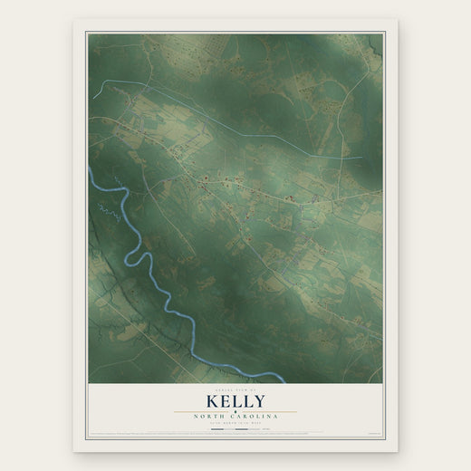 Kelly, North Carolina map print, the full design