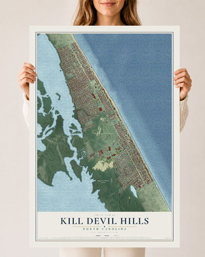 Map of Kill Devil Hills, North Carolina, 24 x 36 inch unframed archival matte print