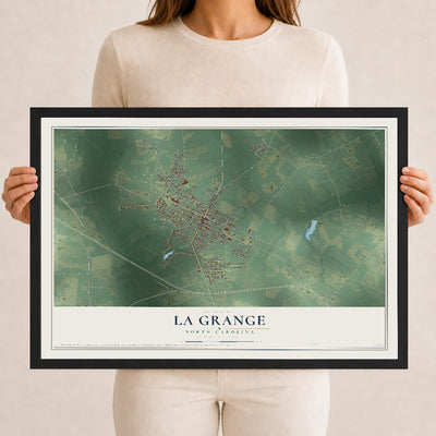 Map of La Grange, North Carolina, 12 x 18 inch print in a black wood frame