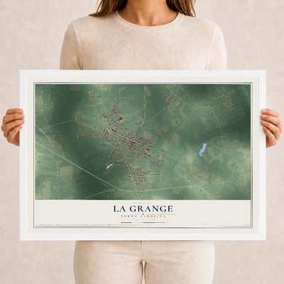 Map of La Grange, North Carolina, 12 x 18 inch print in a white wood frame