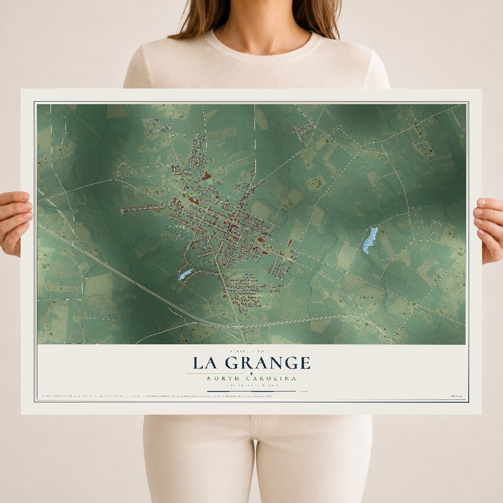Map of La Grange, North Carolina, 18 x 24 inch unframed archival matte print