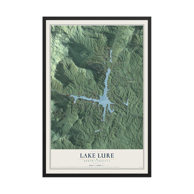 Map of Lake Lure, North Carolina, 12 x 18 inch print in a black wood frame
