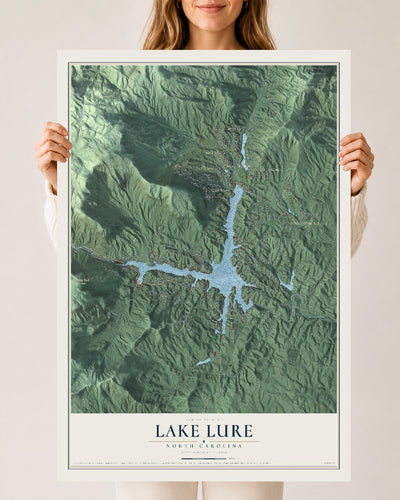 Map of Lake Lure, North Carolina, 24 x 36 inch unframed archival matte print