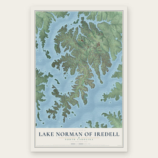 Lake Norman of Iredell, North Carolina map print, the full design