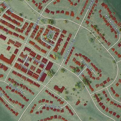 Close-up of the map of Lake Park, North Carolina print showing street and building detail