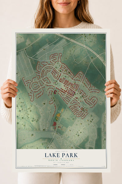 Map of Lake Park, North Carolina, 18 x 24 inch unframed archival matte print