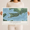 Map of Lake Santeetlah, North Carolina, 12 x 18 inch unframed archival matte print