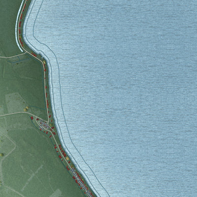 Second close-up of the map of Lake Waccamaw, North Carolina print showing more streets and buildings