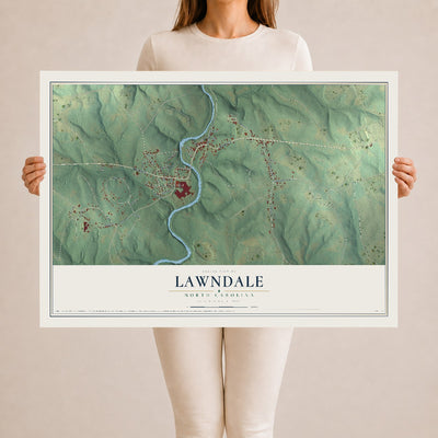 Map of Lawndale, North Carolina, 24 x 36 inch unframed archival matte print
