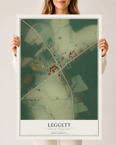 Map of Leggett, North Carolina, 24 x 36 inch unframed archival matte print