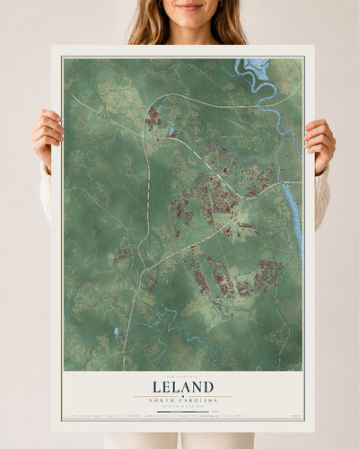 Map of Leland, North Carolina, 24 x 36 inch unframed archival matte print