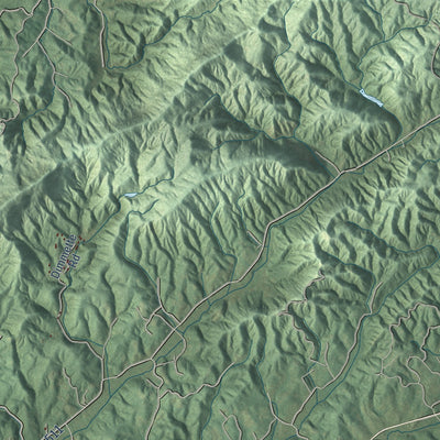 Second close-up of the map of Lenoir, North Carolina print showing more streets and buildings
