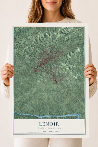 Map of Lenoir, North Carolina, 18 x 24 inch unframed archival matte print