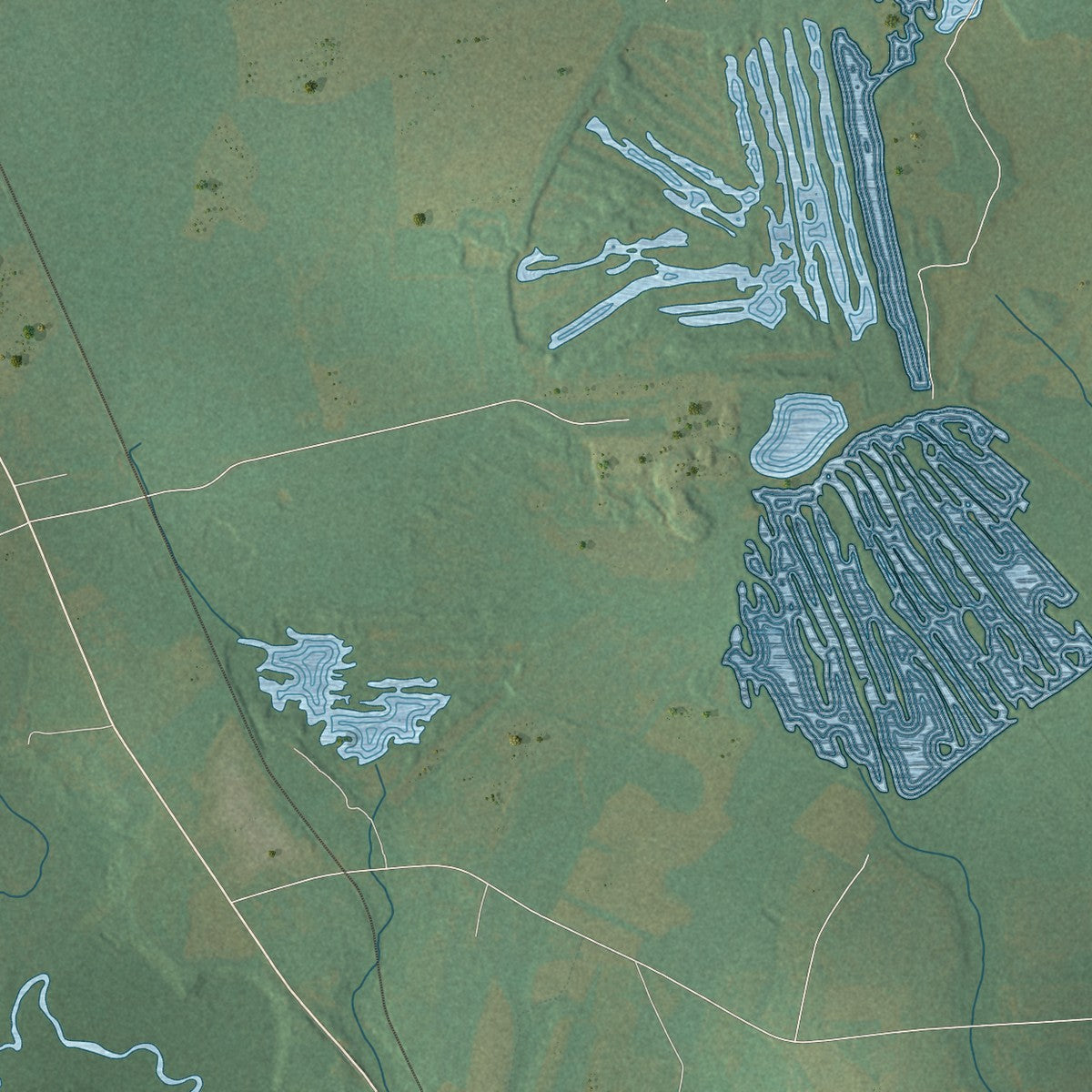 Second close-up of the map of Lillington, North Carolina print showing more streets and buildings