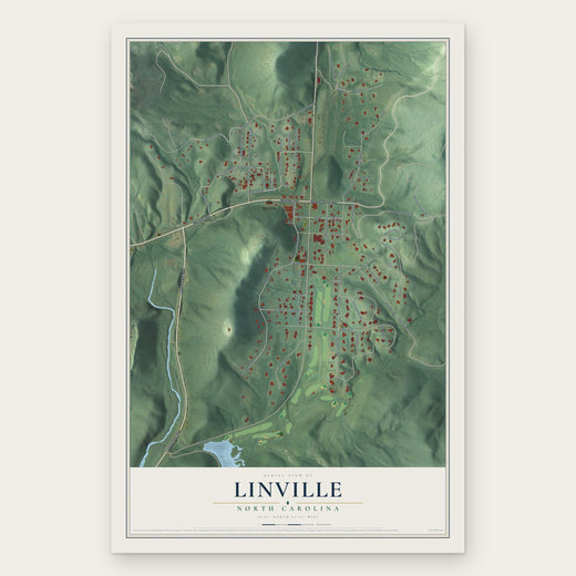 Linville, North Carolina map print, the full design