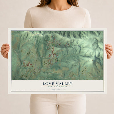 Map of Love Valley, North Carolina, 12 x 18 inch unframed archival matte print