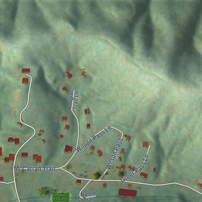 Second close-up of the map of Love Valley, North Carolina print showing more streets and buildings