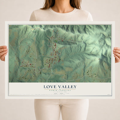 Map of Love Valley, North Carolina, 18 x 24 inch unframed archival matte print