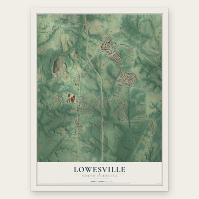 Lowesville, North Carolina map print, the full design