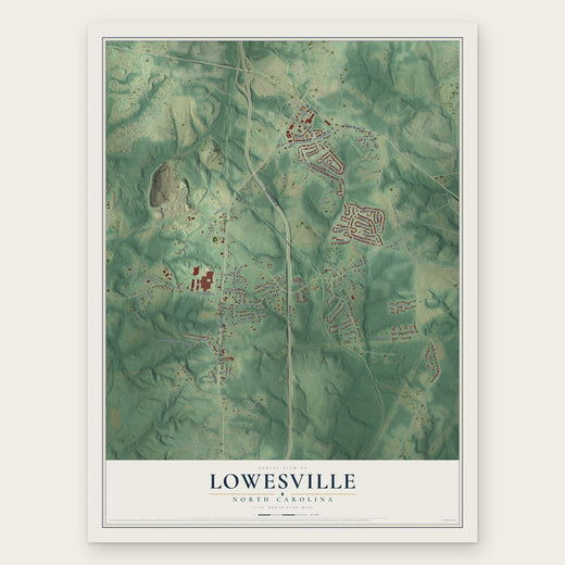 Lowesville, North Carolina map print, the full design