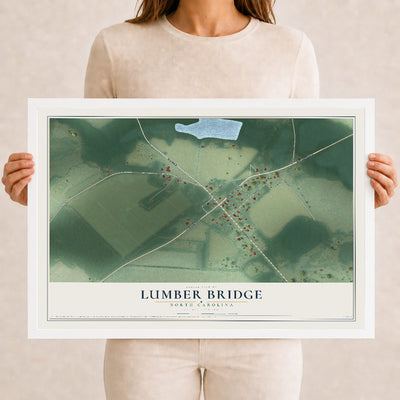 Map of Lumber Bridge, North Carolina, 12 x 18 inch print in a white wood frame