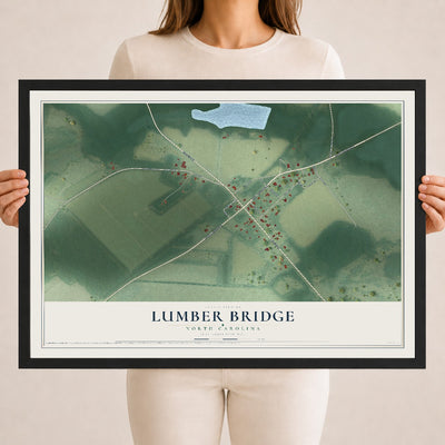 Map of Lumber Bridge, North Carolina, 18 x 24 inch print in a black wood frame