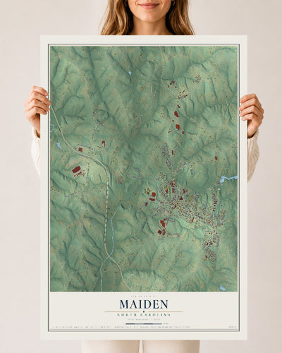 Map of Maiden, North Carolina, 24 x 36 inch unframed archival matte print