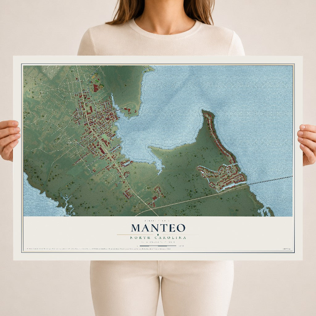 Map of Manteo, North Carolina, 18 x 24 inch unframed archival matte print
