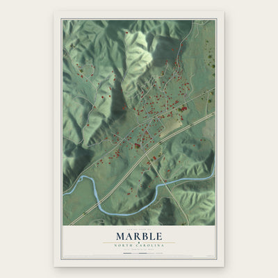 Marble, North Carolina map print, the full design