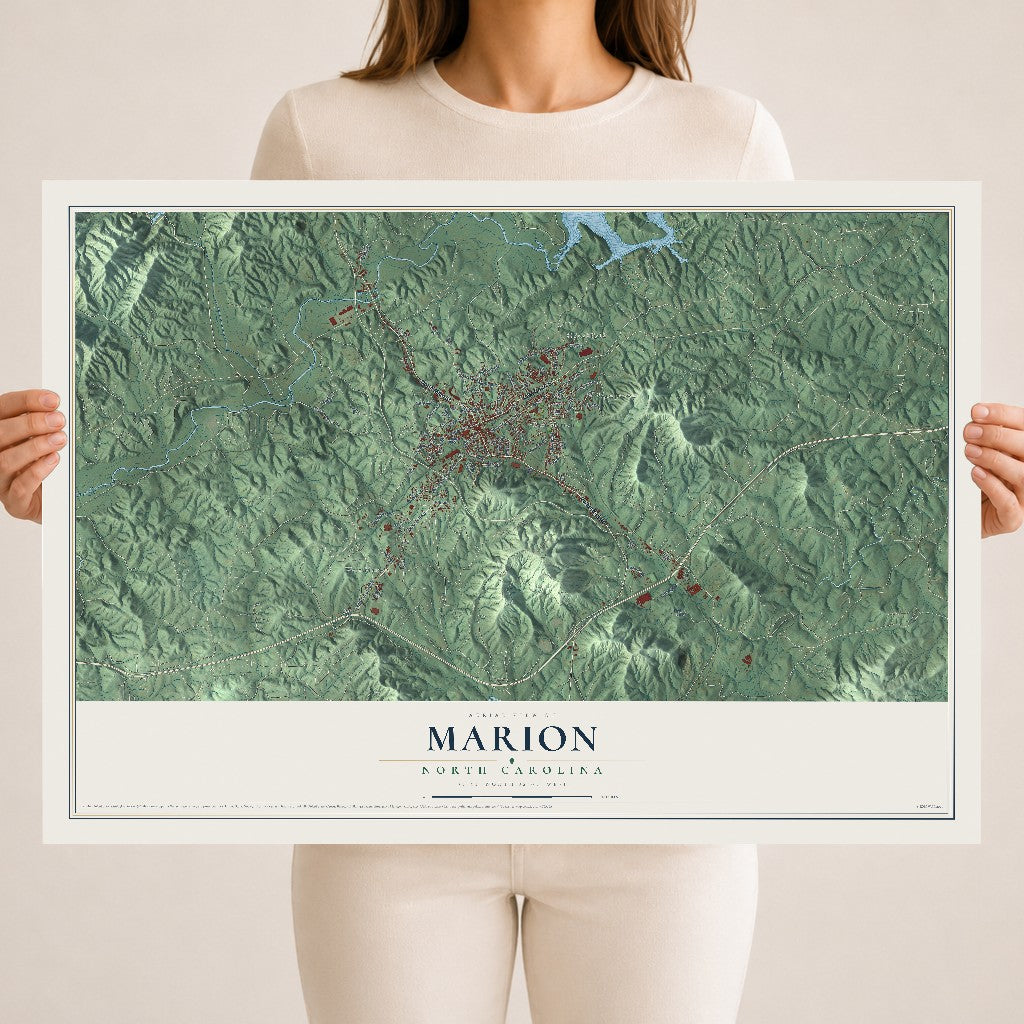 Map of Marion, North Carolina, 18 x 24 inch unframed archival matte print