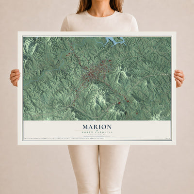 Map of Marion, North Carolina, 24 x 36 inch unframed archival matte print