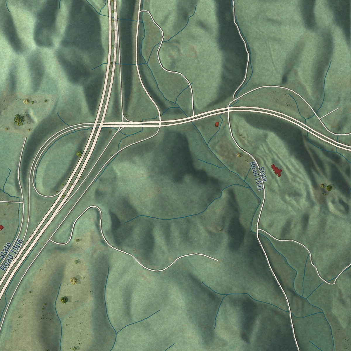 Second close-up of the map of Mars Hill, North Carolina print showing more streets and buildings