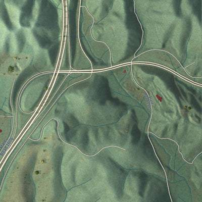 Second close-up of the map of Mars Hill, North Carolina print showing more streets and buildings