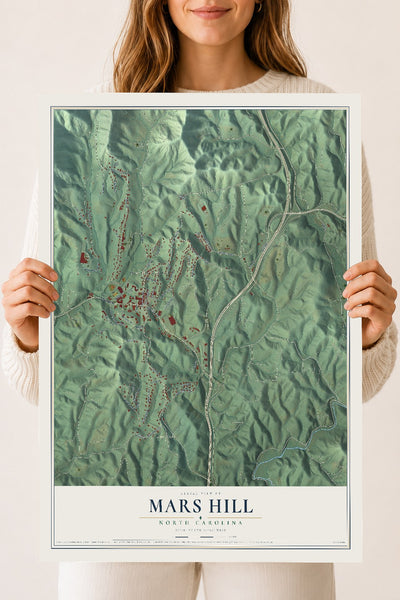 Map of Mars Hill, North Carolina, 18 x 24 inch unframed archival matte print