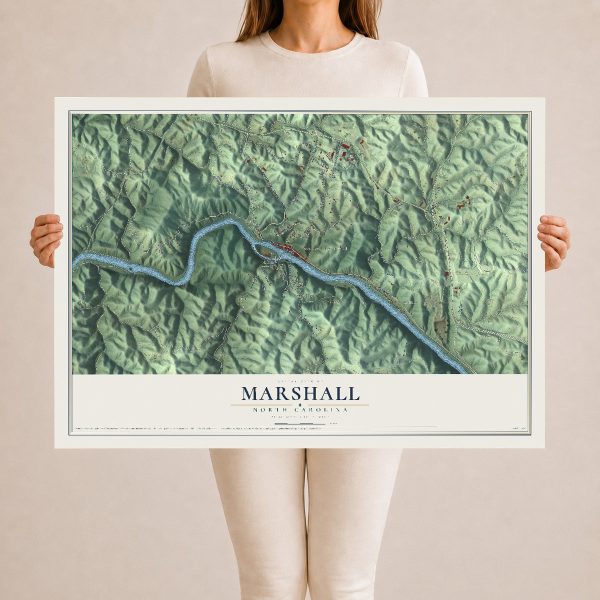 Map of Marshall, North Carolina, 24 x 36 inch unframed archival matte print