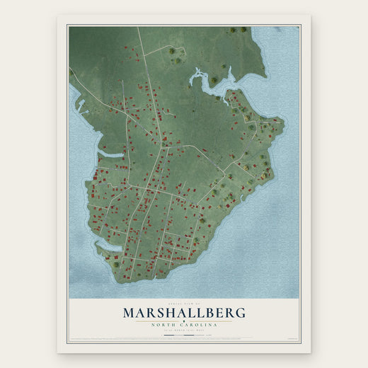 Marshallberg, North Carolina map print, the full design