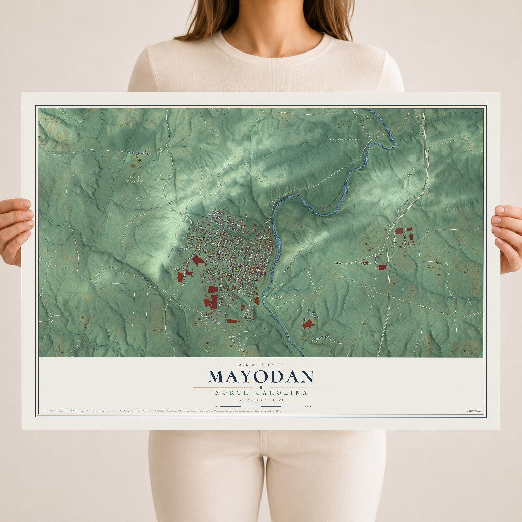 Map of Mayodan, North Carolina, 18 x 24 inch unframed archival matte print