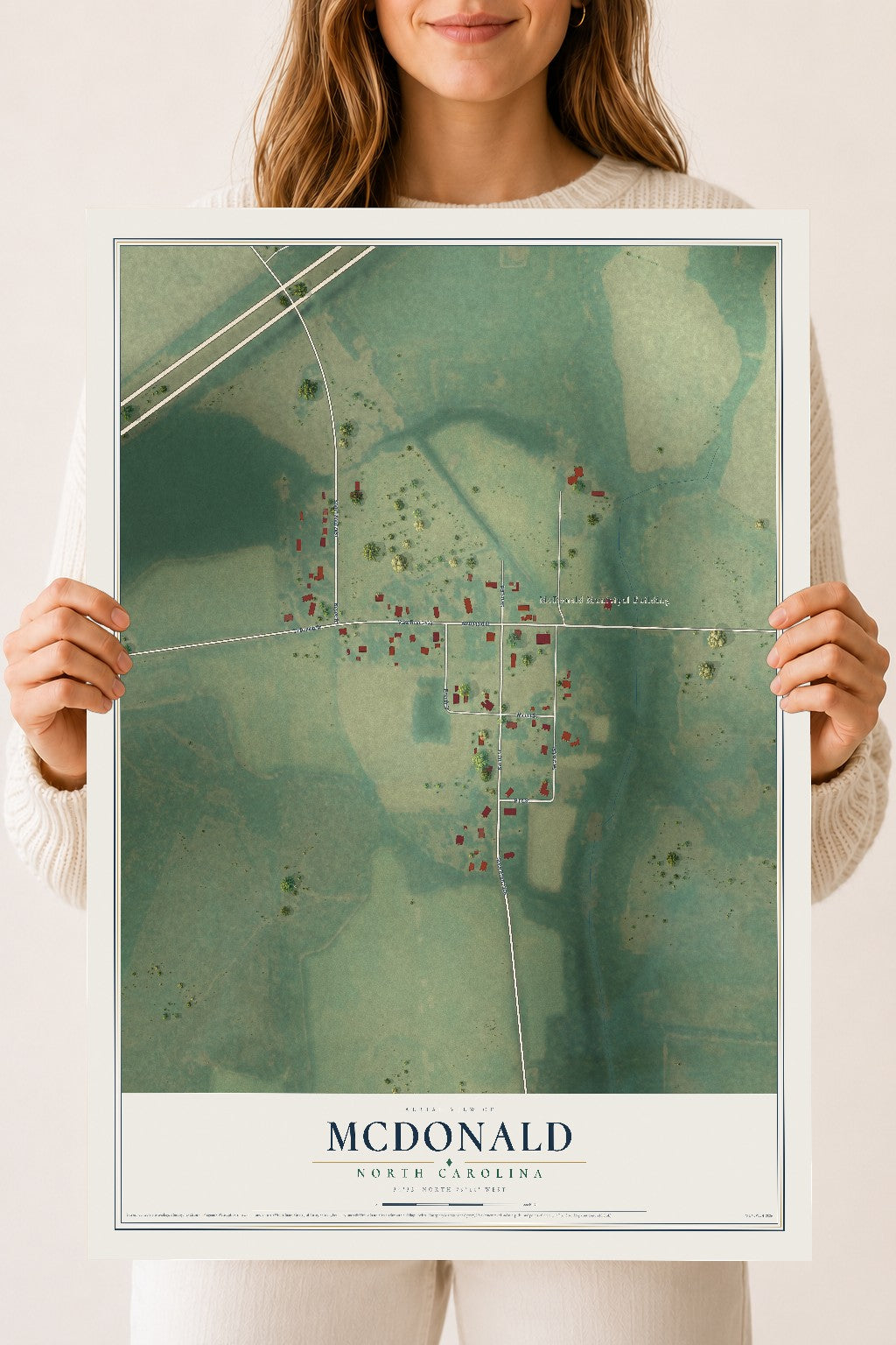 Map of McDonald, North Carolina, 18 x 24 inch unframed archival matte print