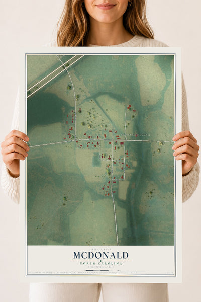 Map of McDonald, North Carolina, 18 x 24 inch unframed archival matte print