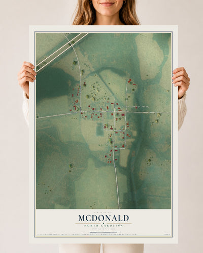 Map of McDonald, North Carolina, 24 x 36 inch unframed archival matte print