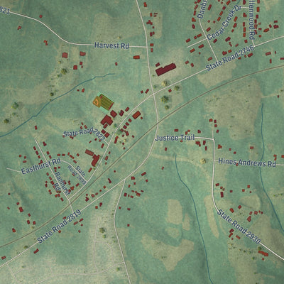 Close-up of the map of McLeansville, North Carolina print showing street and building detail