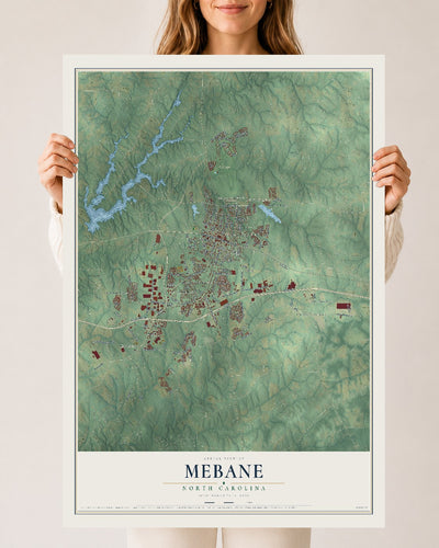 Map of Mebane, North Carolina, 24 x 36 inch unframed archival matte print