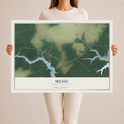 Map of Mesic, North Carolina, 24 x 36 inch unframed archival matte print