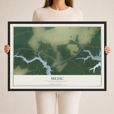 Map of Mesic, North Carolina, 24 x 36 inch print in a black wood frame
