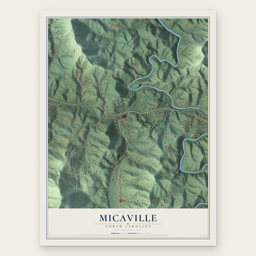 Micaville, North Carolina map print, the full design